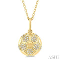 1/6 ctw Petite Soccer Ball Round Cut Diamond Fashion Pendant With Chain in 10K Yellow Gold