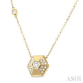 3/8 ctw Hexagon Shape Single Cut Diamond Fashion Necklace in 14K Yellow Gold
