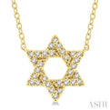 1/10 ctw Petite Star of David Round Cut Diamond Fashion Pendant With Chain in 10K Yellow Gold