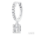 1/3 ctw Petite Square Shape Fusion Diamond Fashion Huggies in 10K White Gold