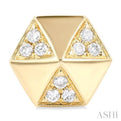 1/5 ctw Petite Hexagonal Shape Round Cut Diamond Fashion Stud Earrings in 14K Yellow Gold