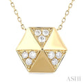 1/4 ctw Petite Hexagonal Shape Round Cut Diamond Fashion Necklace in 14K Yellow Gold
