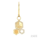 1/4 ctw Hexagon Motif Single Cut Diamond Fashion Hanging Earrings in 14K Yellow Gold