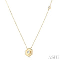 1/5 ctw Petite Double Hexagon Round Cut Diamond Fashion Necklace in 14K Yellow Gold