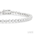 4 ctw Hexagon Motif Bezel Set Round Cut Diamond Tennis Bracelet in 14K White Gold