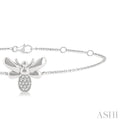 1/20 ctw Petite Bumble Bee Round Cut Diamond Fashion Bracelet in 10K White Gold
