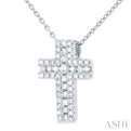 1/4 ctw Cross Round Cut Diamond Fashion Pendant With Chain in 14K White Gold