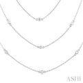 1 ctw Bezel Set Round Cut Diamond Long Station Necklace in 14K White Gold