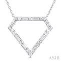 1/3 ctw Geometric Fusion Baguette and Round Cut Diamond Fashion Necklace in 10K White Gold
