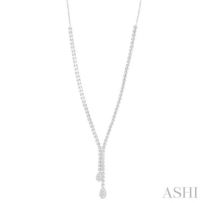 2 5/8 ctw Lovebright Pear Shape Round Cut Diamond Fashion 'Y' Necklace in 14K White Gold