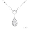1/4 ctw Lovebright Pear Shape Round Cut Diamond Paper Clip Necklace in 14K White Gold
