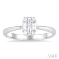 1/4 ctw Petite Fusion Baguette and Round Cut Diamond Fashion Ring in 14K White Gold