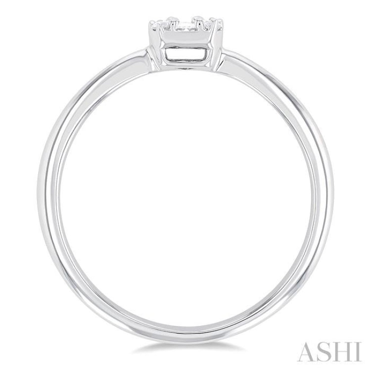 1/4 ctw Petite Fusion Baguette and Round Cut Diamond Fashion Ring in 14K White Gold
