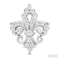 1/5 ctw Petite Fleur De Lis Round Cut Diamond Fashion Stud Earring in 10K White Gold