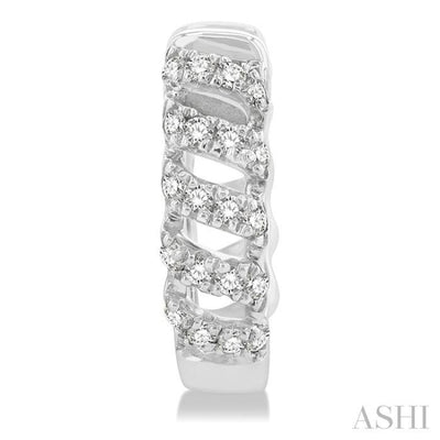 1/4 ctw Petite Open Swirl Round Cut Diamond Fashion Huggies in 10K White Gold