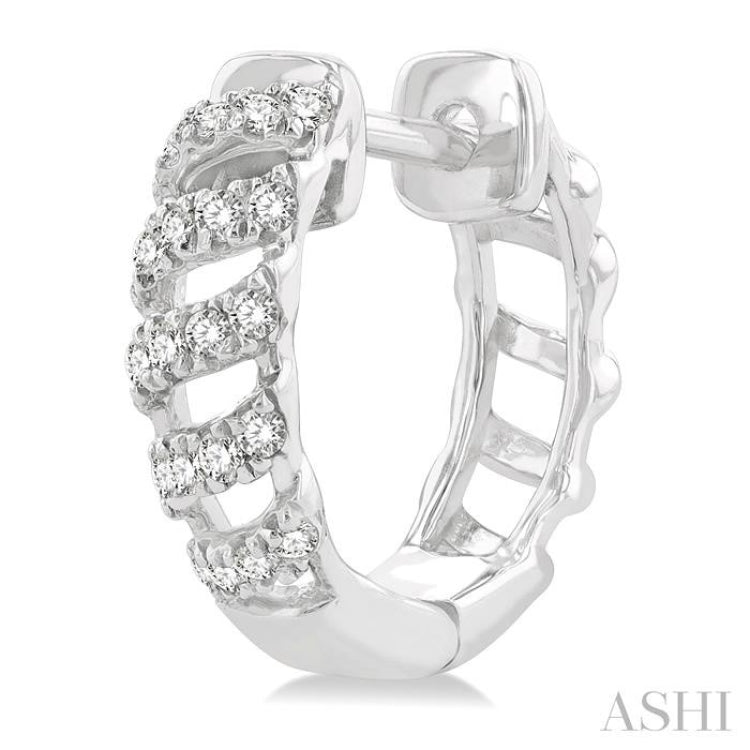 1/4 ctw Petite Open Swirl Round Cut Diamond Fashion Huggies in 10K White Gold