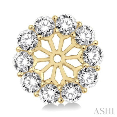 1 1/2 Ctw Round Cut Diamond Earring Jacket in 14K Yellow Gold