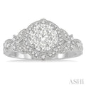 5/8 Ctw Diamond Lovebright Engagement Ring in 14K White Gold