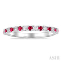 1/4 ctw Petite 1.80 MM Ruby and Round Cut Diamond Precious Stack Band in 10K White Gold