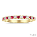 1/4 ctw Petite 1.80 MM Ruby and Round Cut Diamond Precious Stack Band in 10K Yellow Gold