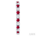 1/4 ctw Petite 1.80 MM Ruby and Round Cut Diamond Precious Fashion Huggies in 10K White Gold