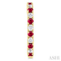 1/4 ctw Petite 1.80 MM Ruby and Round Cut Diamond Precious Fashion Huggies in 10K Yellow Gold