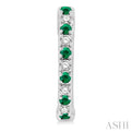 1/10 ctw Petite 1.35MM Emerald and Round Cut Diamond Precious Fashion Huggies in 10K White Gold