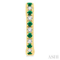 1/10 ctw Petite 1.35MM Emerald and Round Cut Diamond Precious Fashion Huggies in 10K Yellow Gold