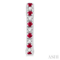 1/10 ctw Petite 1.35MM Ruby and Round Cut Diamond Precious Fashion Huggies in 10K White Gold
