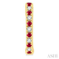 1/10 ctw Petite 1.35MM Ruby and Round Cut Diamond Precious Fashion Huggies in 10K Yellow Gold