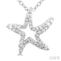 1/6 ctw Petite Starfish Frame Round Cut Diamond Fashion Pendant With Chain in 10K White Gold