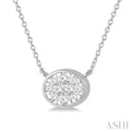 1/4 Ctw Oval Shape Lovebright Diamond Necklace in 14K White Gold