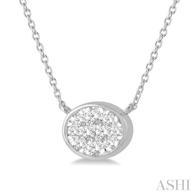 1/4 Ctw Oval Shape Lovebright Diamond Necklace in 14K White Gold
