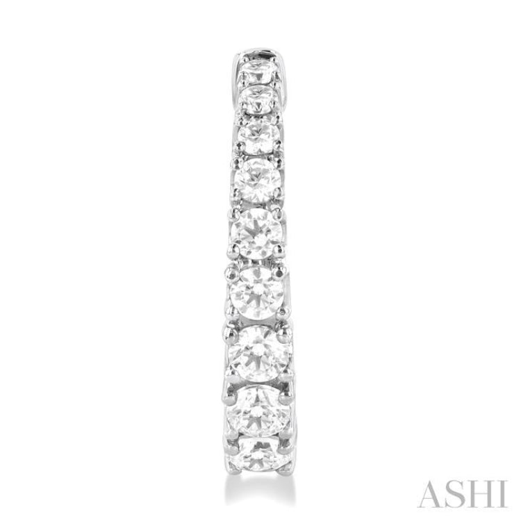 1 ctw Petite Graduated Round Cut Diamond Fashion Huggies in 14K White Gold