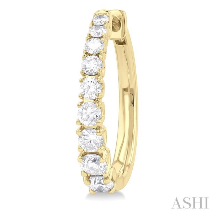 1 ctw Petite Graduated Round Cut Diamond Fashion Huggies in 14K Yellow Gold