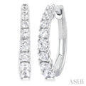 3/4 ctw Petite Graduated Round Cut Diamond Fashion Huggies in 14K White Gold