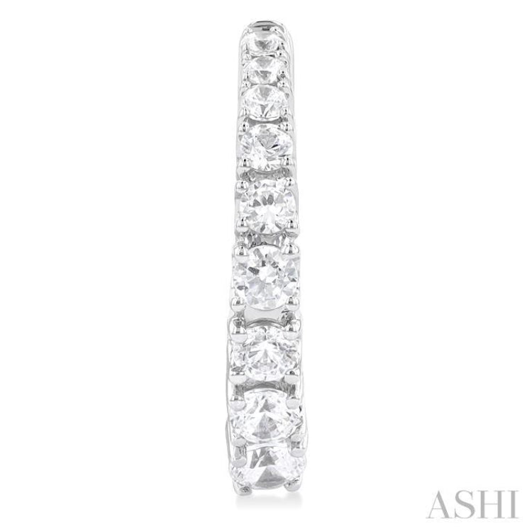 3/4 ctw Petite Graduated Round Cut Diamond Fashion Huggies in 14K White Gold