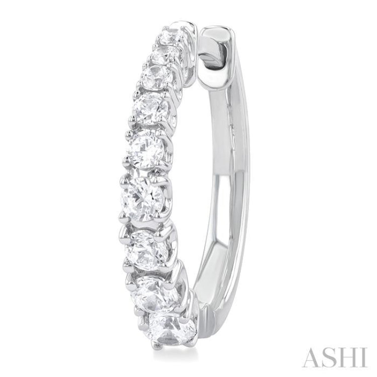 3/4 ctw Petite Graduated Round Cut Diamond Fashion Huggies in 14K White Gold