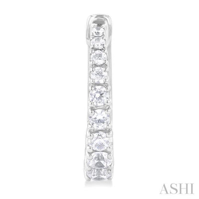 1/2 ctw Petite Graduated Round Cut Diamond Fashion Huggies in 14K White Gold