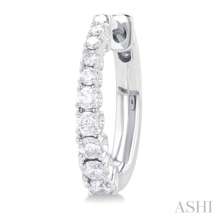 1/2 ctw Petite Graduated Round Cut Diamond Fashion Huggies in 14K White Gold