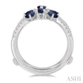3/8 ctw Pear Cut 4x3MM Sapphire and Round Cut Diamond Insert Ring in 14K White Gold