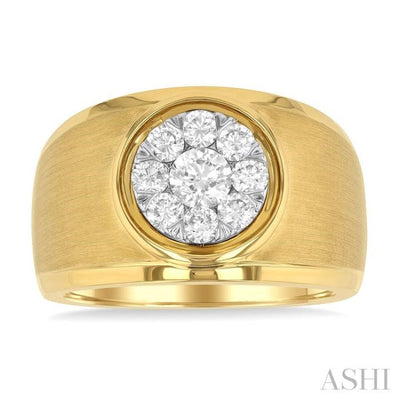 1 ctw Circular Wide Shank Lovebright Round Cut Diamond Men's Ring in 14K Yellow and White Gold