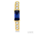 1/8 ctw Petite 4X2 MM Sapphire and Round Cut Diamond Fashion Huggies in 10K Yellow Gold