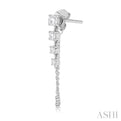 1/2 ctw Journey Round Cut Diamond Fashion Long Chain Earring in 14K White Gold