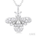 1/5 ctw Petite Bumble Bee Round Cut Diamond Fashion Pendant With Chain in 10K White Gold