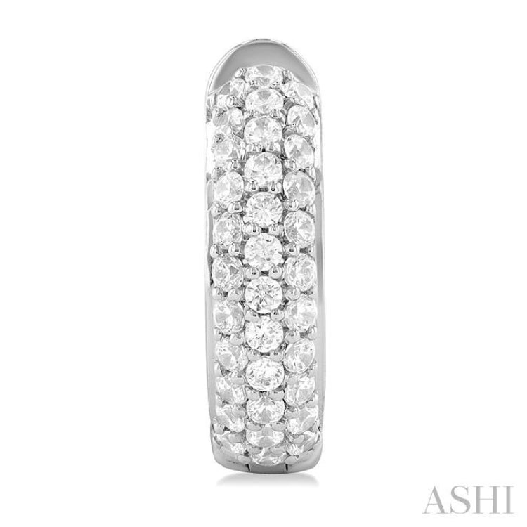 1 ctw Petite Triple Row Round Cut Diamond Fashion Huggies in 14K White Gold