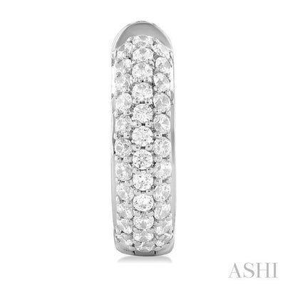 1 ctw Petite Triple Row Round Cut Diamond Fashion Huggies in 14K White Gold