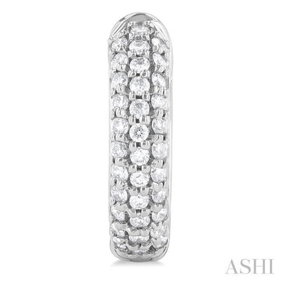 1/2 ctw Petite Triple Row Round Cut Diamond Fashion Huggies in 14K White Gold