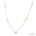 1 ctw Bezel Set Round Cut Diamond Station Necklace in 14K Yellow Gold