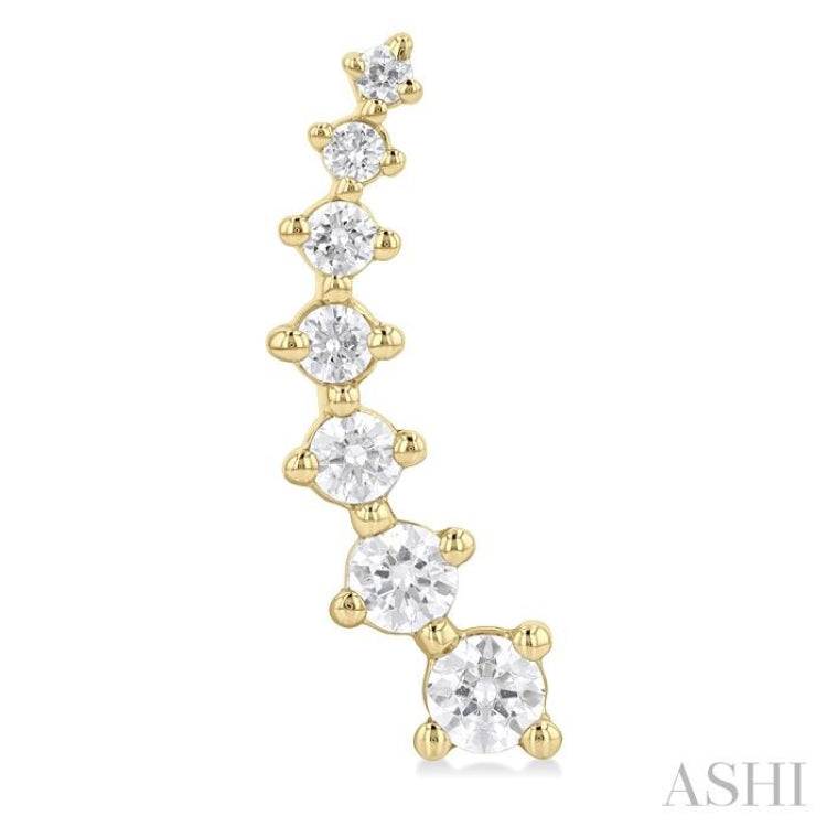 1 Ctw Round Cut Diamond Petite Fashion Climbers in 14K Yellow Gold
